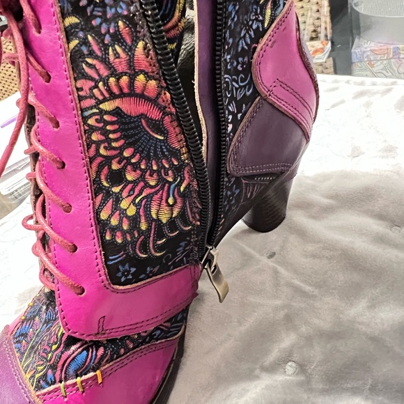 Vibrant Pink and Purple Lace-Up Boots - Picture 6 of 12